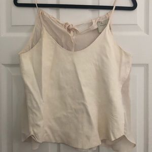 MASON White Leather & Silk Top (Size 4)